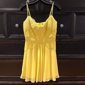 BCBG yellow mini dress with lace detail